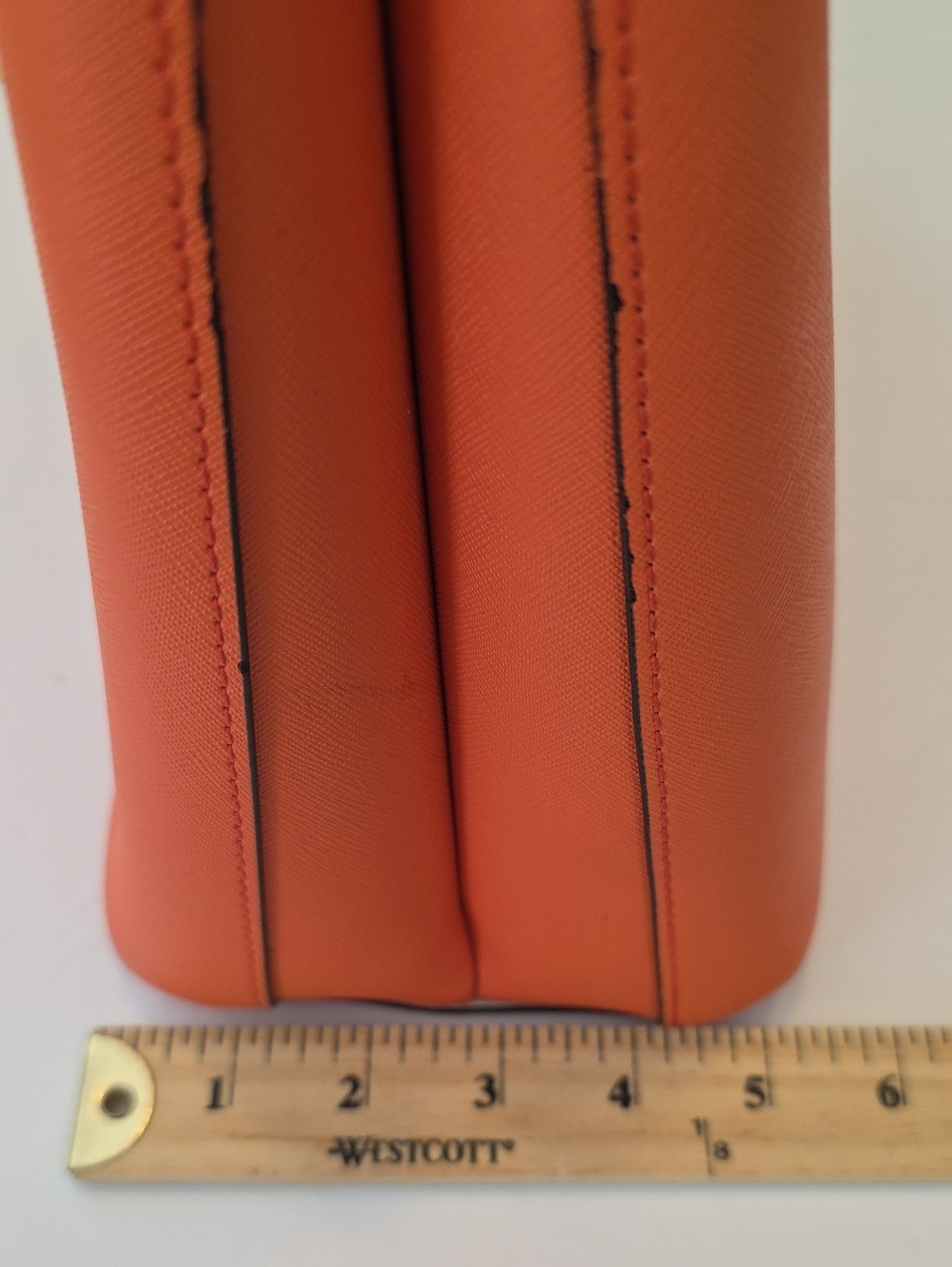 Trina Turk Orange Saffiano Satchel Bag Medium Floral Interior Vibrant Bold Autum - Picture 15 of 15